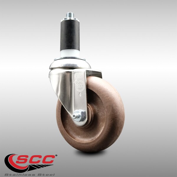 4 Inch 316SS High Temp Glass Filled Nylon 1-3/8 Inch Expanding Stem Caster SCC